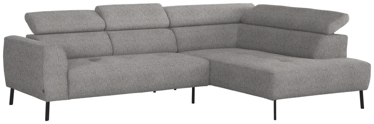 ECKSOFA in Webstoff Taupe  - Taupe/Schwarz, Design, Textil/Metall (280/205cm) - MID.YOU