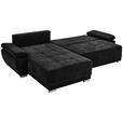 ECKSOFA  in Chenille Schwarz  - Silberfarben/Schwarz, KONVENTIONELL, Holz/Textil (187/293cm) - Carryhome