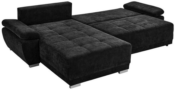 ECKSOFA  in Chenille Schwarz  - Silberfarben/Schwarz, KONVENTIONELL, Holz/Textil (187/293cm) - Carryhome