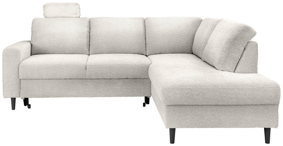 ECKSCHLAFSOFA in Weiss Textil   - Weiss/Schwarz, Modern, Holz/Textil (242/200cm) - Livetastic