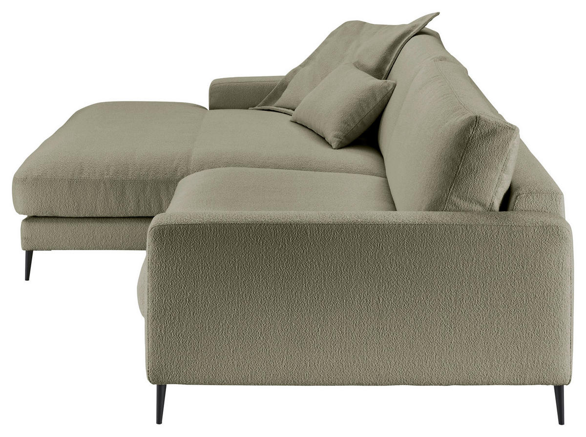 ECKSOFA in Flachgewebe Grün  - Schwarz/Grün, Design, Textil/Metall (190/272cm) - Lomoco