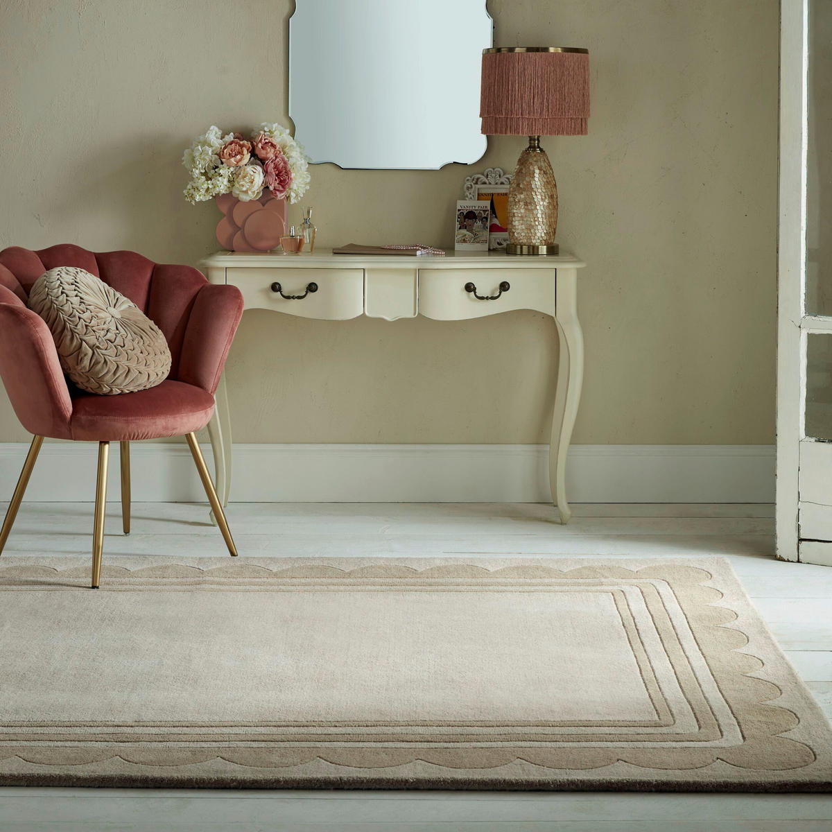 WOLLTEPPICH 120/170 cm Lois Scallop Beige  - Beige, Basics, Textil (120/170cm)