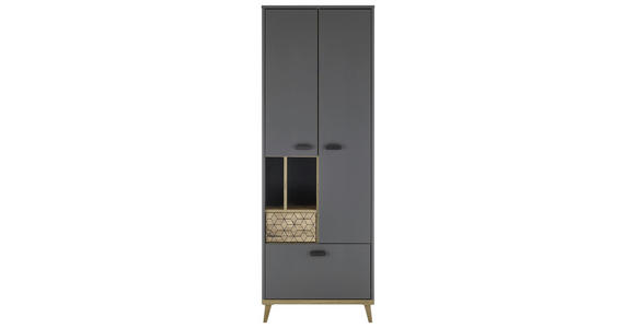 HOCHSCHRANK 60/170/33 cm  - Eichefarben/Graphitfarben, Natur, Holzwerkstoff/Kunststoff (60/170/33cm) - Xora