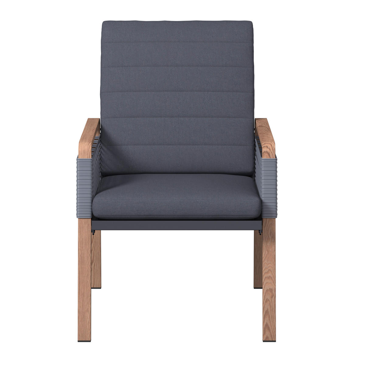 LOUNGEGARNITUR 4-teilig   Eisen  - Dunkelgrau/Naturfarben, MODERN, Kunststoff/Textil - Ambia Garden