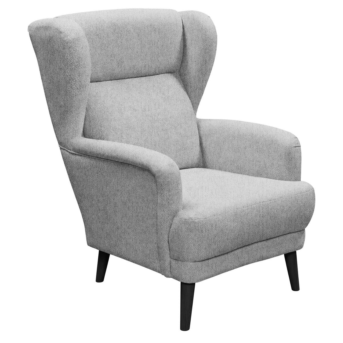 SESSEL in Mikrovelours Hellgrau  - Hellgrau/Schwarz, MODERN, Holz/Textil (74/106/94cm) - MID.YOU
