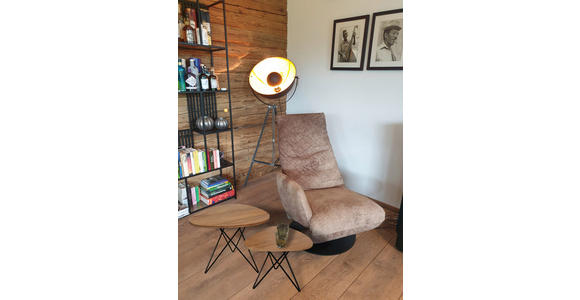 BEISTELLTISCHSET Mindiholz massiv Schwarz, Teakfarben  - Schwarz/Teakfarben, LIFESTYLE, Holz/Metall (40-50/45-55/36-45cm) - Landscape