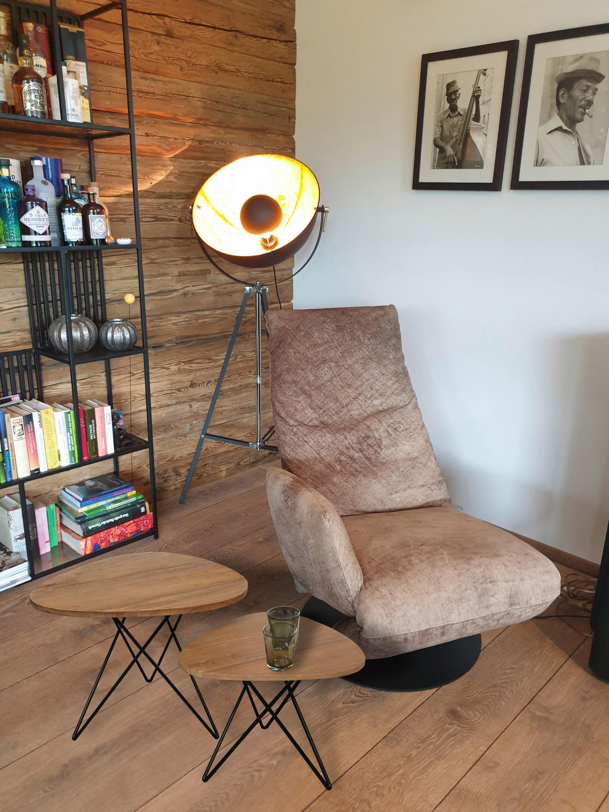 BEISTELLTISCHSET Mindiholz massiv Schwarz, Teakfarben  - Schwarz/Teakfarben, LIFESTYLE, Holz/Metall (40-50/45-55/36-45cm) - Landscape