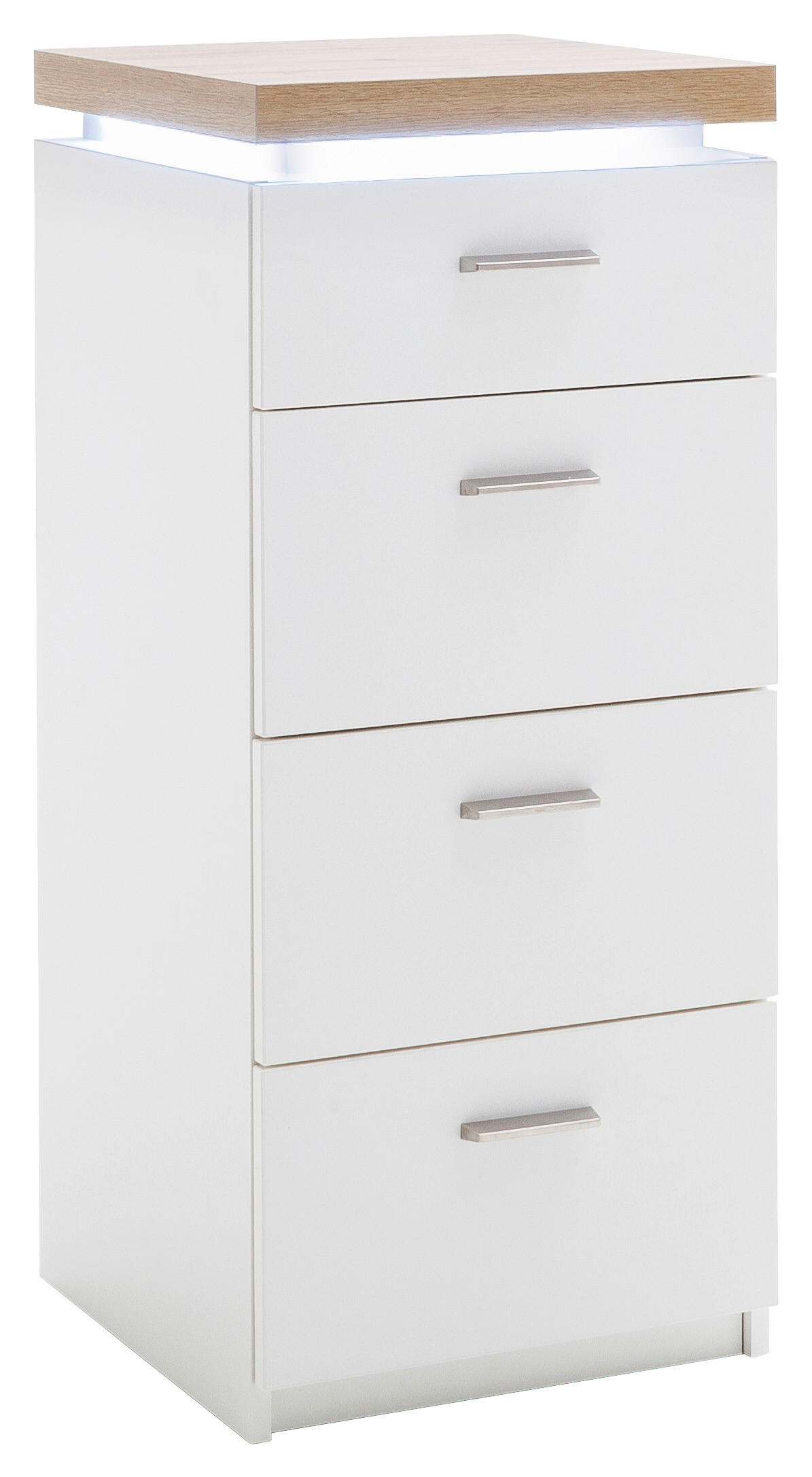 KOMMODE  in 42/98/44 cm  - Eichefarben/Weiß, Natur, Holzwerkstoff/Metall (42/98/44cm)