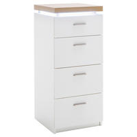 KOMMODE , 42/98/44 cm, 4 Schublade(n)  - Eichefarben/Weiß, Natur, Holzwerkstoff/Metall (42/98/44cm)