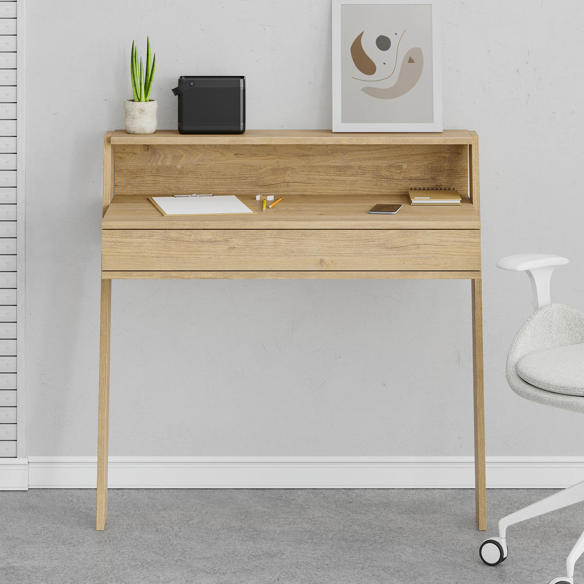 SCHREIBTISCH  in Anthrazit, Eichefarben  - Eichefarben/Anthrazit, Design, Holzwerkstoff (94/91/50cm) - Livetastic