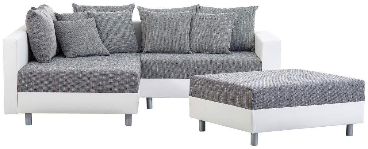 KUTNA GARNITURA tekstil  siva   - bijela/siva, Design, tekstil/plastika (185/215cm) - Livetastic