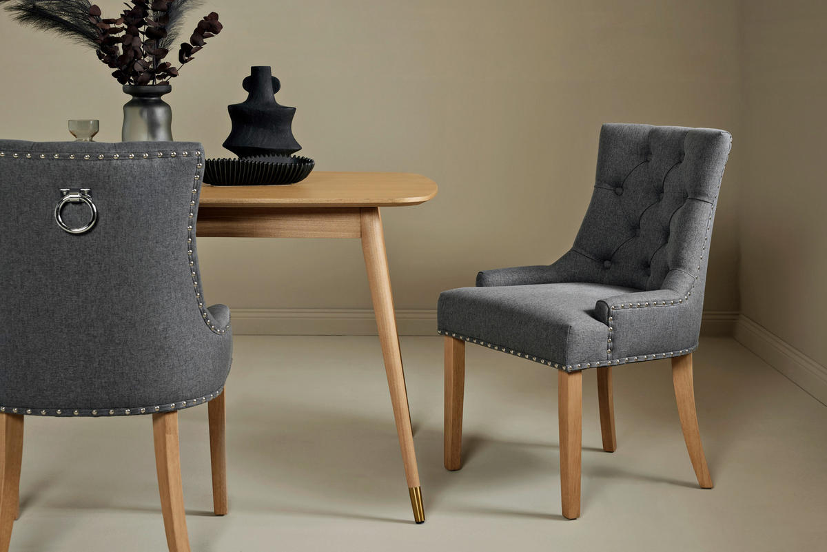 STUHL  in Webstoff  - Eichefarben/Grau, Modern, Holz/Textil (56/62,5/91cm) - Livetastic