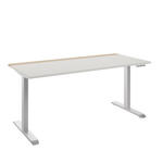 SCHREIBTISCH 160/75/72-122 cm  in Weiß, Hickory  - Silberfarben/Weiß, MODERN, Holzwerkstoff/Metall (160/75/72-122cm) - Novel