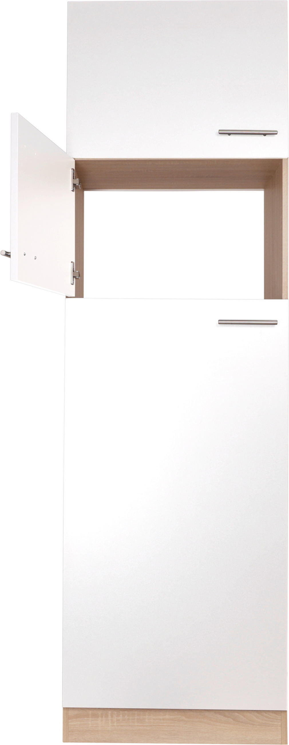 GERÄTEUMBAUSCHRANK 60/200/60 cm  in Weiß, Eichefarben  - Eichefarben/Silberfarben, Basics, Holzwerkstoff/Metall (60/200/60cm) - Respekta