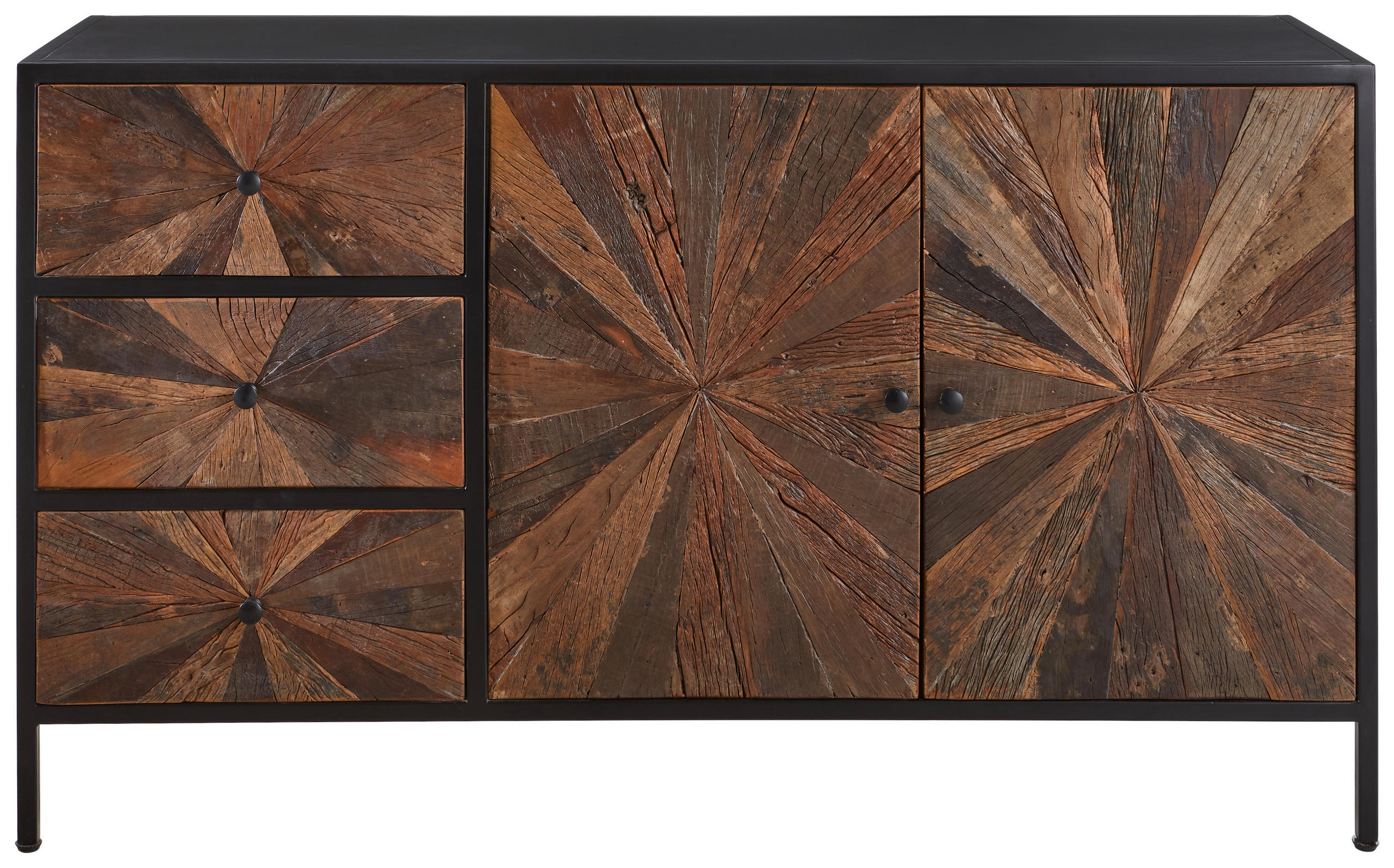 SIDEBOARD Altholz vollmassiv Braun, Schwarz  - Schwarz/Braun, ROMANTIK / LANDHAUS, Holz/Metall (140/80/35cm) - Landscape