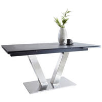 JÍDELNÍ STŮL, barvy nerez oceli, tmavě šedá, 160-240/90/76 cm - tmavě šedá/barvy nerez oceli, Design, kov/keramika (160-240/90/76cm) - Novel