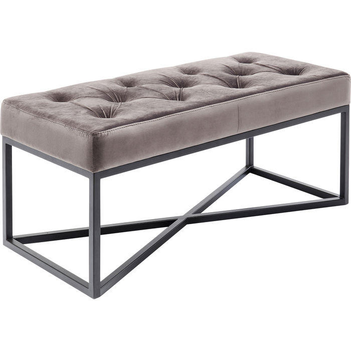 SITZBANK 90/40/40 cm Samt Grau, Schwarz  - Schwarz/Grau, Design, Textil/Metall (90/40/40cm) - Kare-Design