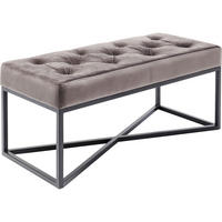 SITZBANK 90/40/40 cm Samt Grau, Schwarz  - Schwarz/Grau, Design, Textil/Metall (90/40/40cm) - Kare-Design