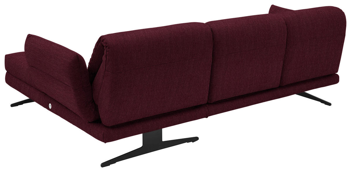 ECKSOFA in Flachgewebe Weinrot  - Weinrot/Schwarz, Design, Textil/Metall (279-327/176-217cm) - Dieter Knoll