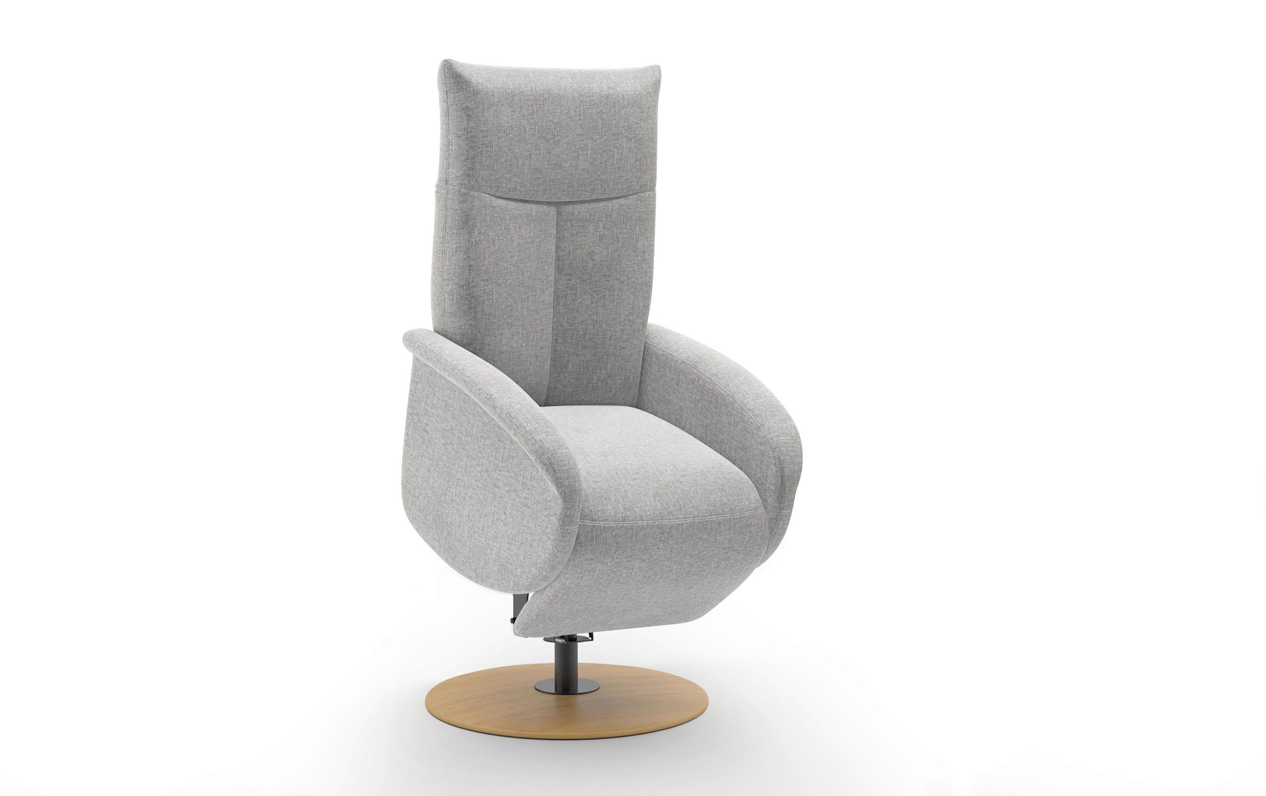 RELAXSESSEL Textil Hellgrau  - Eichefarben/Hellgrau, Konventionell, Holzwerkstoff/Textil (75/112/82cm) - Sit & More