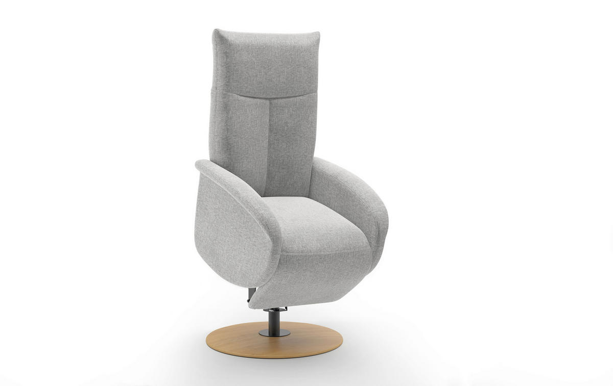 RELAXSESSEL Textil Hellgrau  - Eichefarben/Hellgrau, Konventionell, Holzwerkstoff/Textil (75/112/82cm) - Sit & More