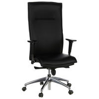 VRTLJIVI STOL tekstil, usnje črna  - črna/barve aluminija, Moderno, kovina/umetna masa (59/133/52cm) - MID.YOU