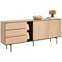 SIDEBOARD Schwarz, Eichefarben  197/83/41 cm  - Eichefarben/Schwarz, Basics, Glas/Holzwerkstoff (197/83/41cm) - Hom`in
