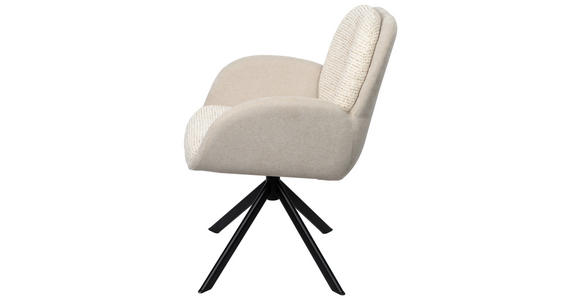ARMLEHNSTUHL  in Eisen Webstoff  - Beige/Schwarz, Design, Textil/Metall (59/90/64cm) - Linea Natura