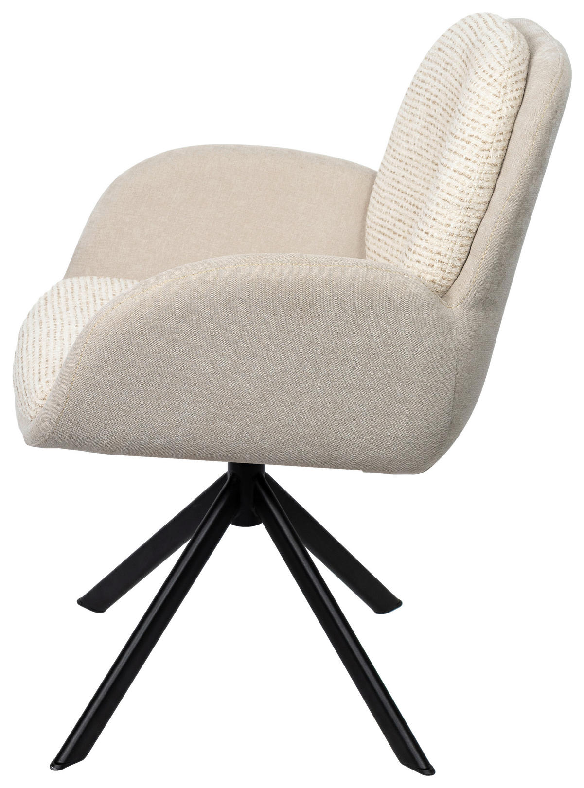 ARMLEHNSTUHL  in Eisen Webstoff  - Beige/Schwarz, Design, Textil/Metall (59/90/64cm) - Linea Natura