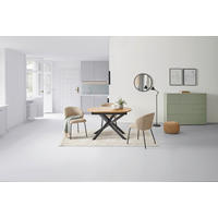 AUSZIEHTISCH in Metall, Holzwerkstoff  - Eichefarben/Schwarz, KONVENTIONELL, Holzwerkstoff/Metall (120-160/75/90cm) - MID.YOU