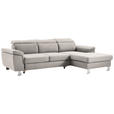 ECKSOFA inkl. Funktionen Ecru Webstoff  - Ecru/Silberfarben, Design, Textil/Metall (250/167cm) - Xora