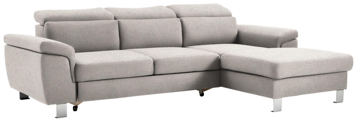 ECKSOFA in Webstoff Ecru  - Ecru/Silberfarben, Design, Textil/Metall (250/167cm) - Xora