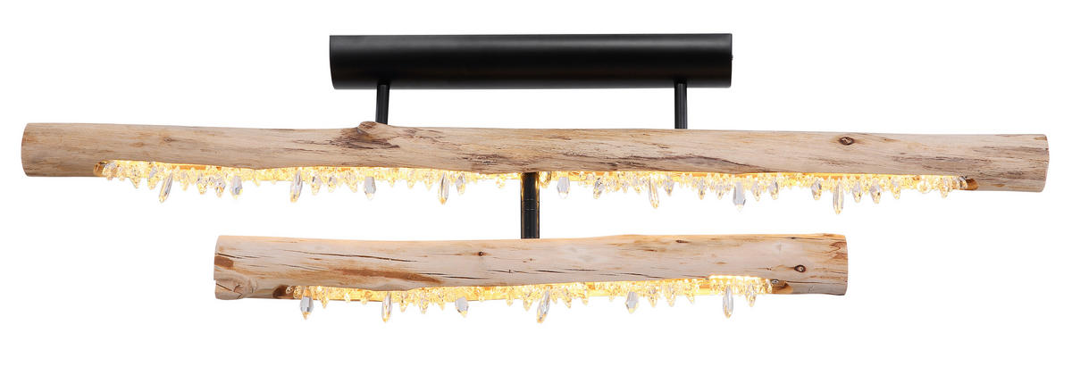 LED-DECKENLEUCHTE 100/8/30 cm   - Klar/Schwarz, Natur, Holz/Kunststoff (100/8/30cm) - Globo