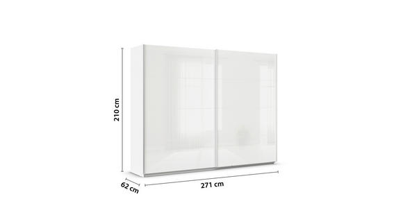 SCHWEBETÜRENSCHRANK  in Weiß  - Alufarben/Weiß, KONVENTIONELL, Glas/Holzwerkstoff (271/210/62cm) - Xora