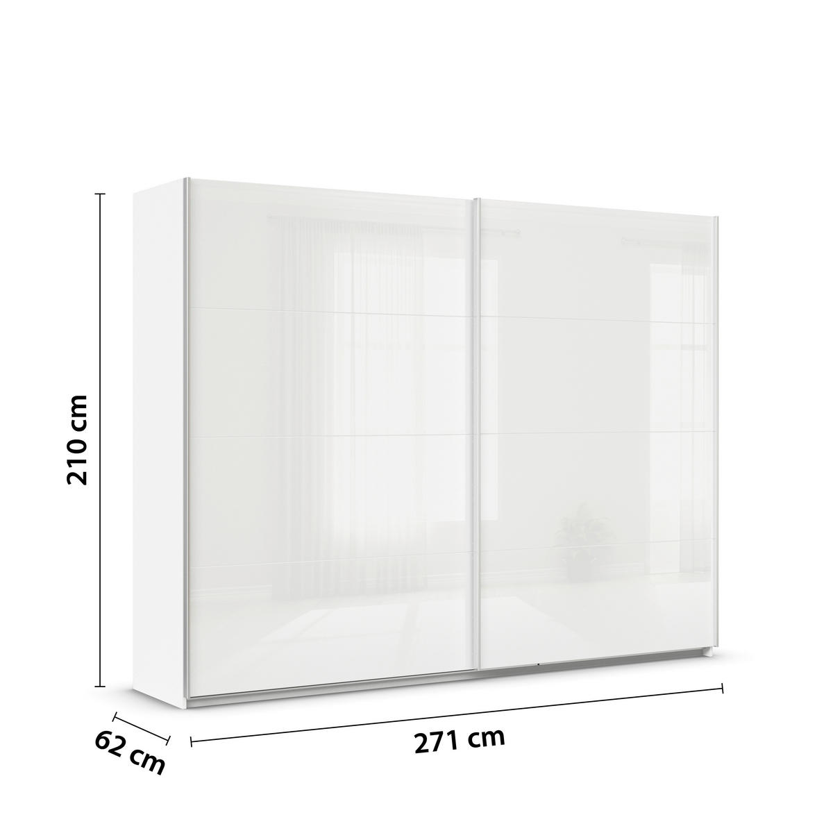 SCHWEBETÜRENSCHRANK  in Weiß  - Alufarben/Weiß, KONVENTIONELL, Glas/Holzwerkstoff (271/210/62cm) - Xora