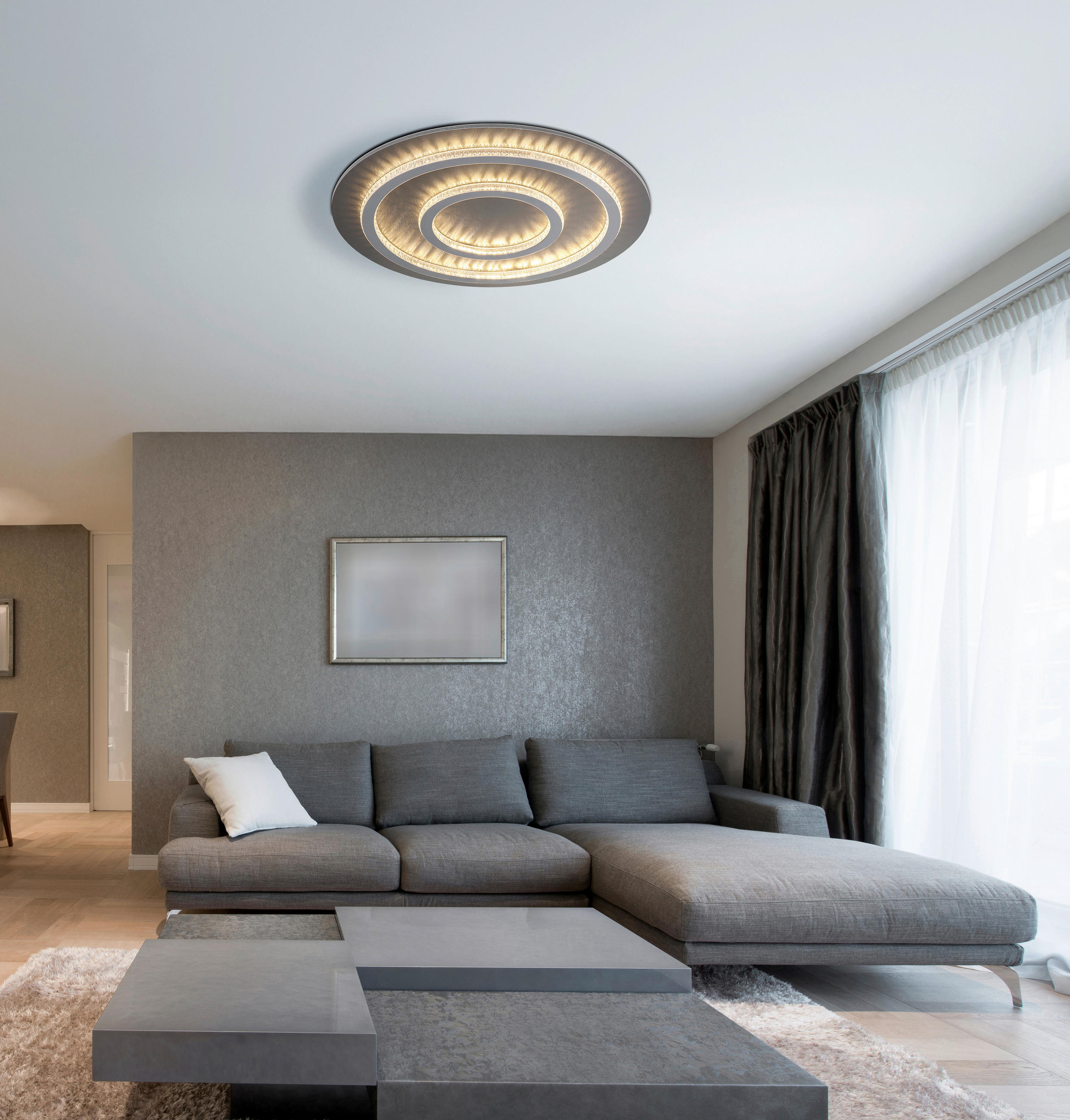 LED-DECKENLEUCHTE 55/6 cm   - Klar/Anthrazit, Design, Kunststoff/Metall (55/6cm) - Globo