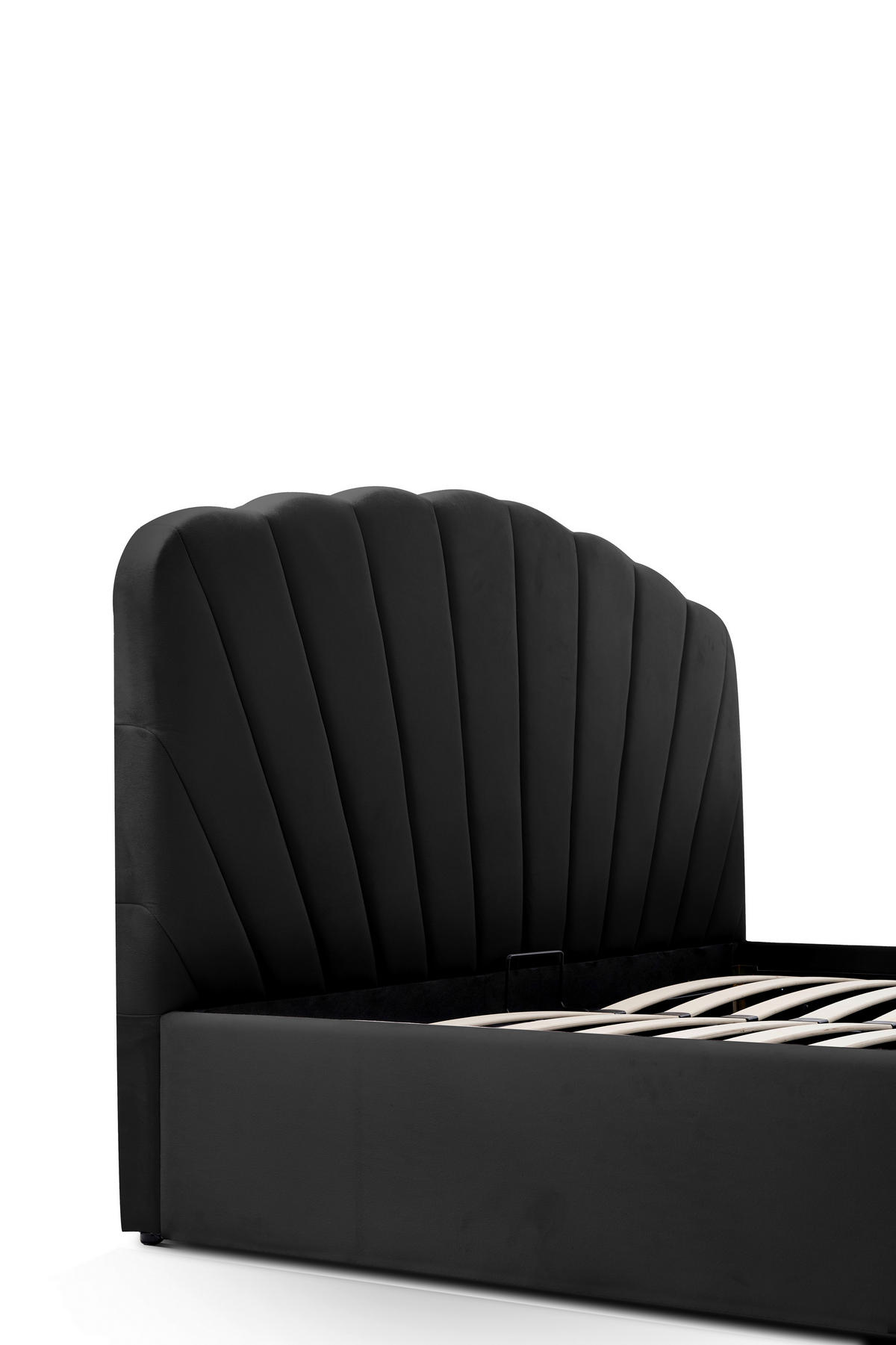 POLSTERBETT Lattenrost, Bettkasten 180/200 cm  in Schwarz  - Schwarz/Naturfarben, Trend, Holz/Kunststoff (180/200cm) - Ambia Home