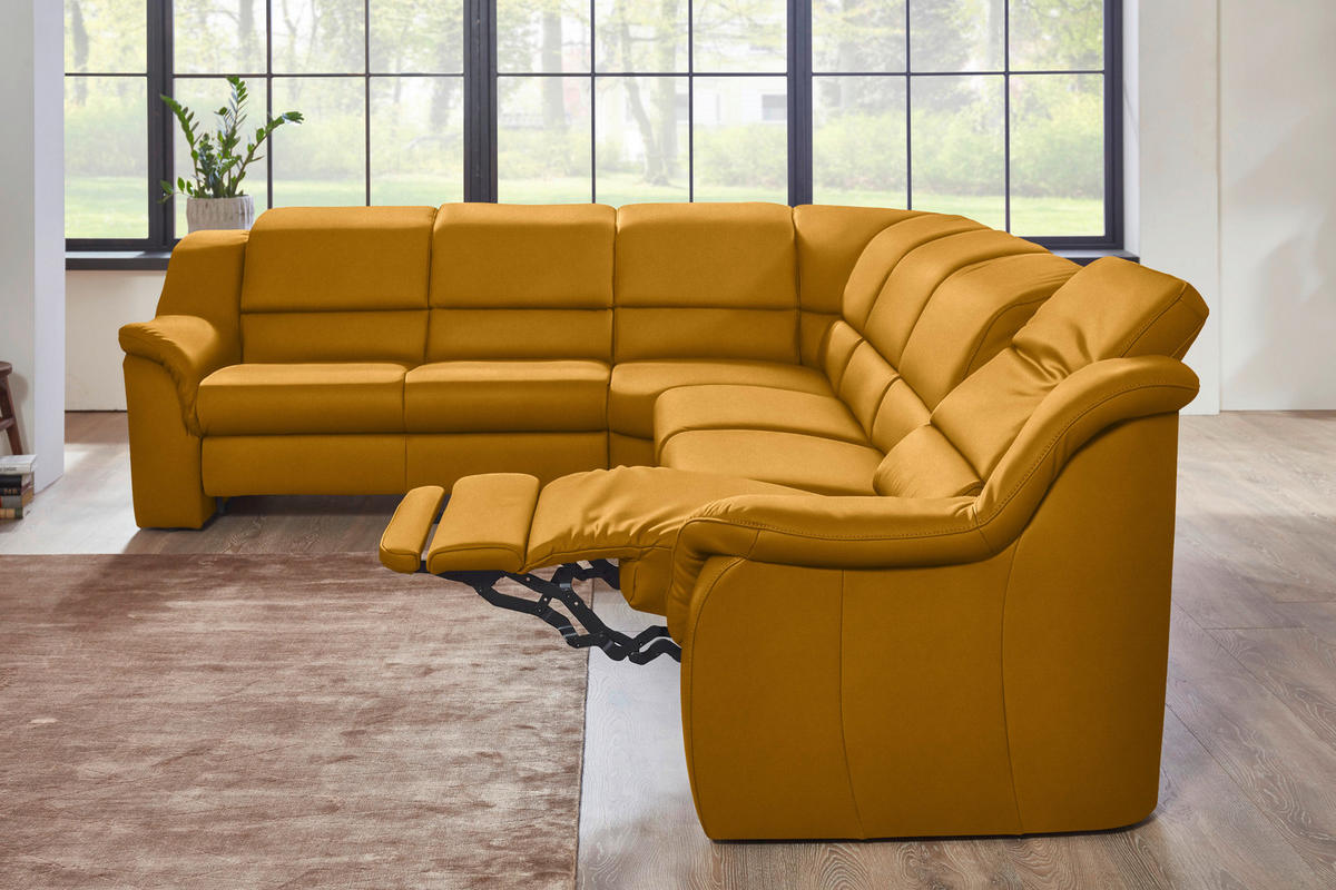 ECKSOFA  in Echtleder Currygelb  260/324 cm  - Currygelb/Schwarz, KONVENTIONELL, Leder/Kunststoff (260/324cm) - Cantus