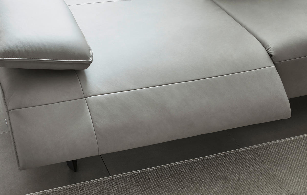 ECKSOFA in Echtleder Greige  - Greige/Anthrazit, Design, Leder/Metall (290/230cm) - Johann Jakob