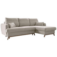ECKSOFA in Chenille Beige  - Beige/Naturfarben, Holz/Textil (235/157cm) - MID.YOU