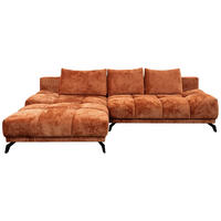 ECKSOFA in Chenille Rostfarben  - Rostfarben/Schwarz, Modern, Textil/Metall (182/290cm) - Hom`in