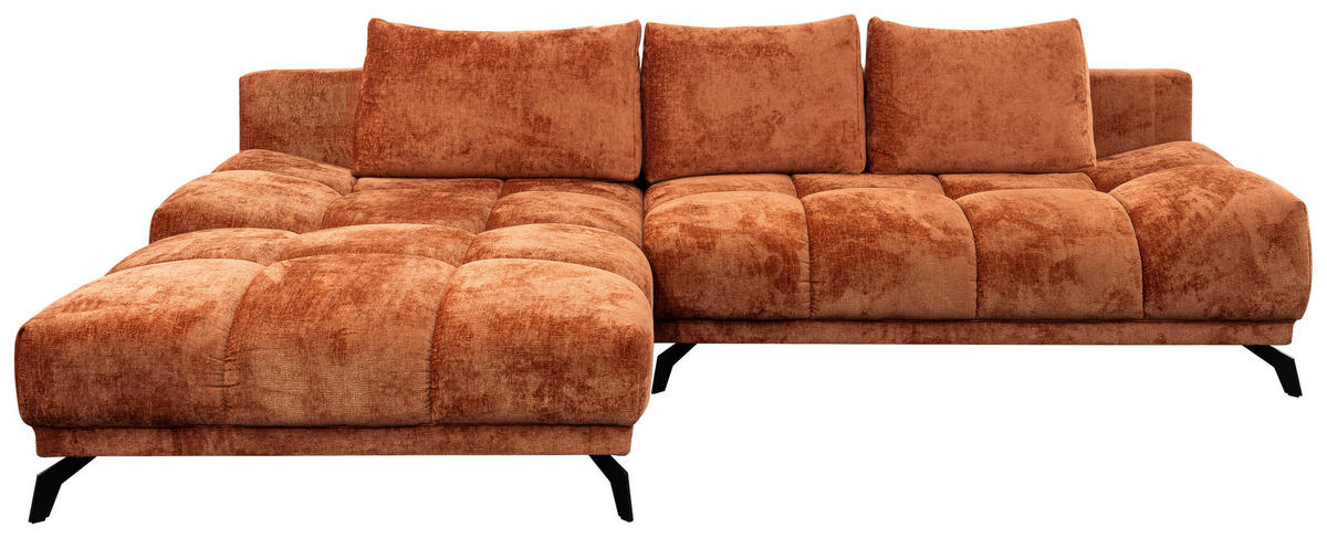 ECKSOFA in Chenille Rostfarben  - Rostfarben/Schwarz, Modern, Textil/Metall (182/290cm) - Hom`in