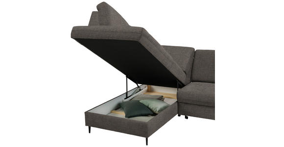 ECKSOFA in Chenille Graubraun  - Graubraun/Schwarz, MODERN, Holz/Textil (184/241cm) - Carryhome