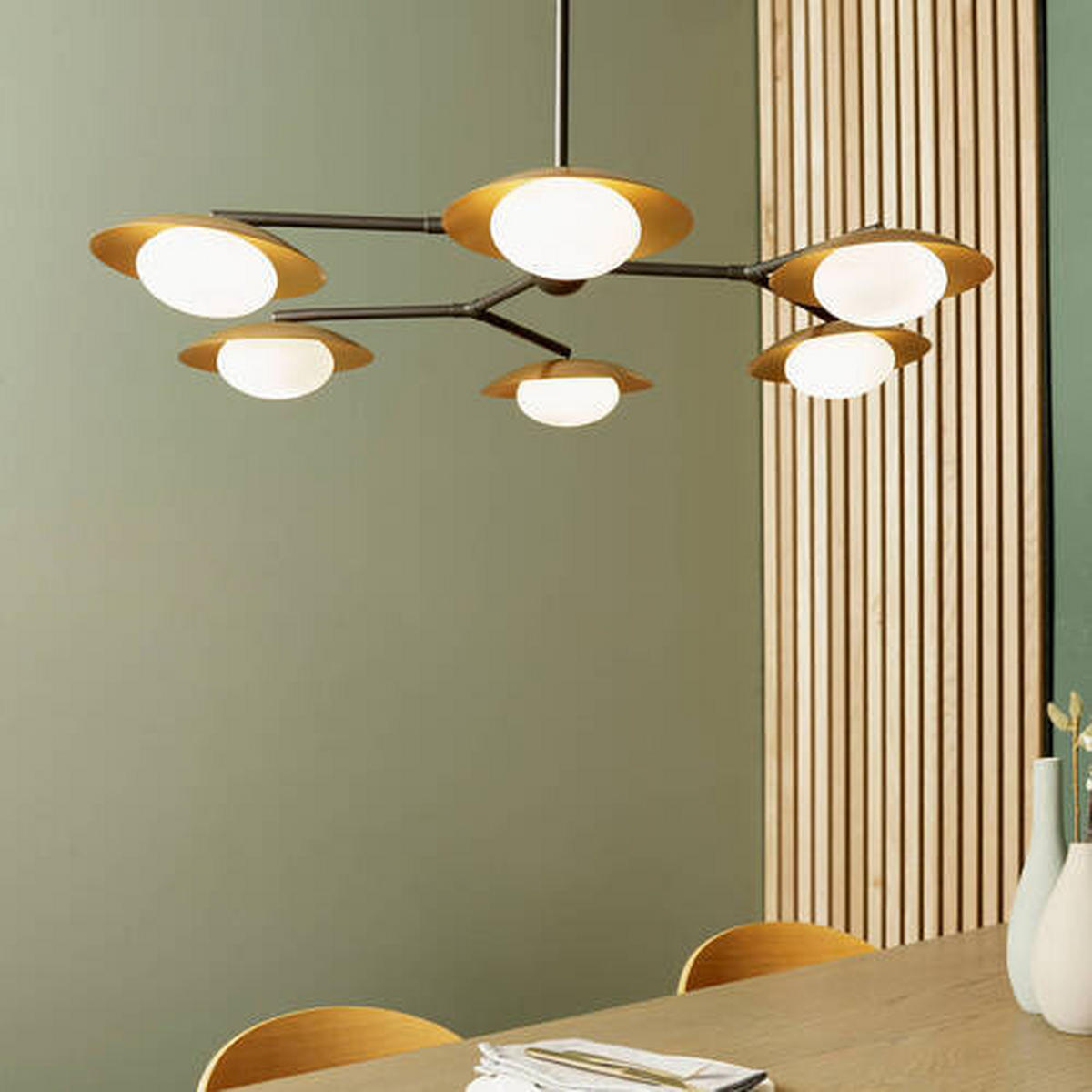HÄNGELEUCHTE Endon Ruffle 85/47-73 cm   - Goldfarben/Opal, KONVENTIONELL, Glas (85/47-73cm) - ENDON