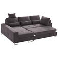 ECKSOFA in Flachgewebe Dunkelbraun  - Dunkelbraun, Design, Textil/Metall (188/260cm) - Hom`in