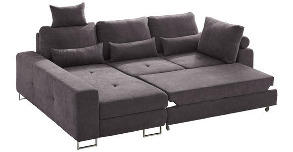 ECKSOFA in Flachgewebe Dunkelbraun  - Dunkelbraun, Design, Textil/Metall (188/260cm) - Hom`in