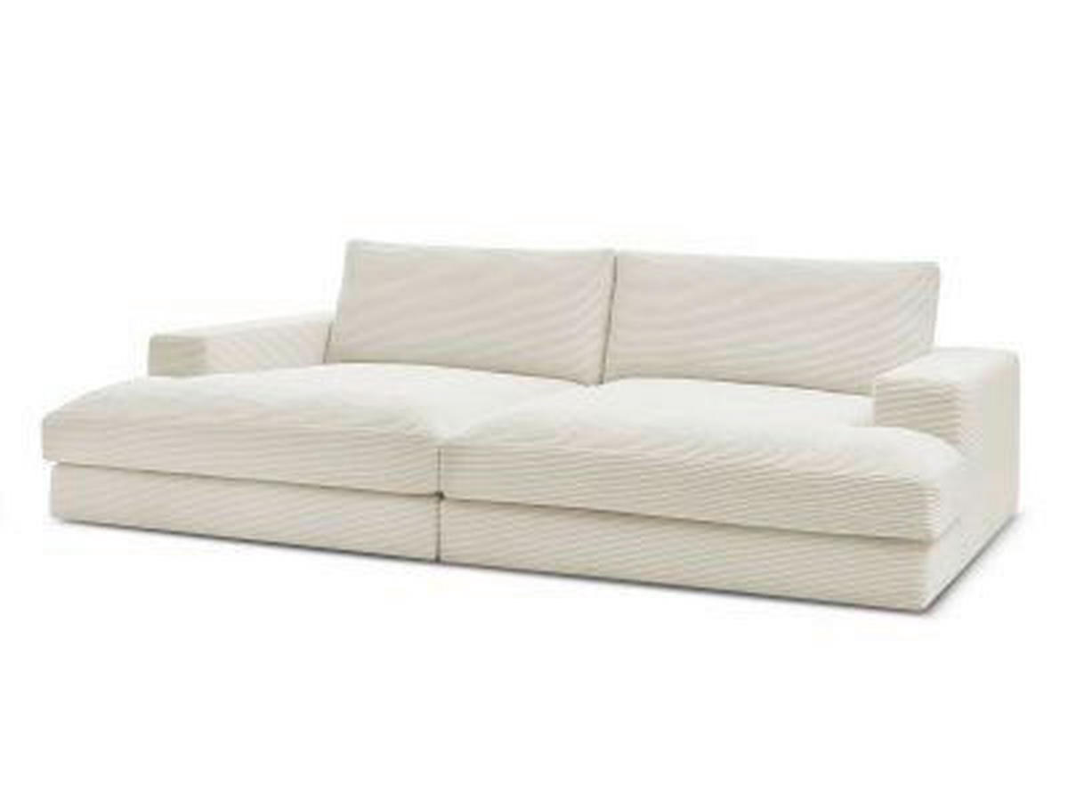 BIGSOFA LEONARD Cord Beige  - Beige/Schwarz, MODERN, Kunststoff/Textil (274/77/159cm)