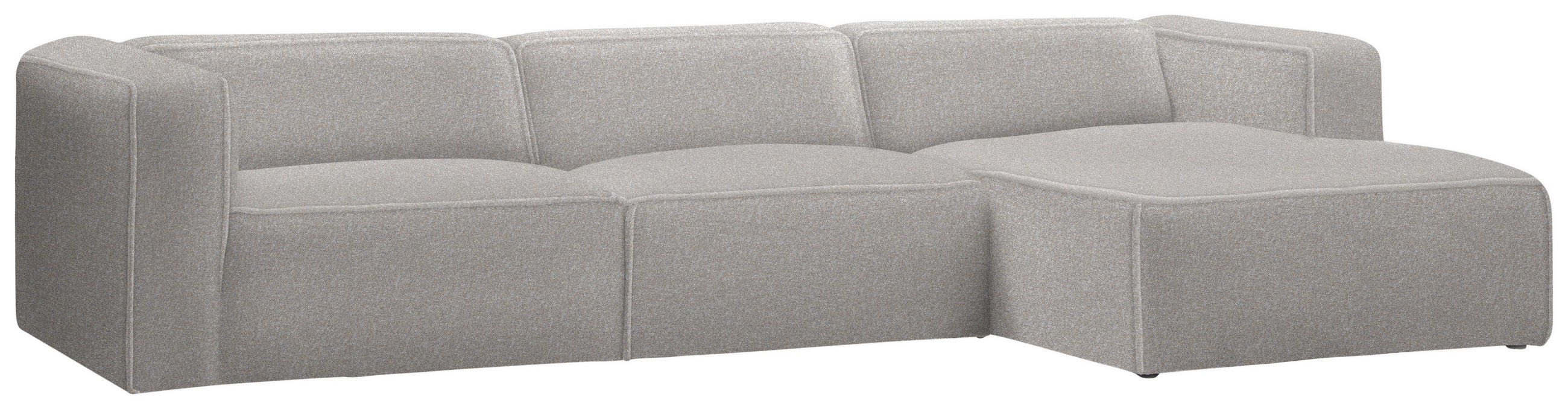 ECKSOFA in Webstoff Graubraun  - Graubraun/Schwarz, Design, Kunststoff/Textil (332/163cm) - Stylife