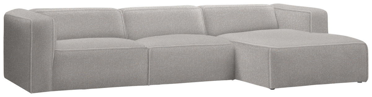 ECKSOFA in Webstoff Graubraun  - Graubraun/Schwarz, Design, Kunststoff/Textil (332/163cm) - Stylife