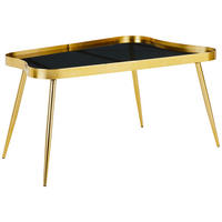 COUCHTISCH 90/50/48 cm formgebogen Messingfarben  - Messingfarben, KONVENTIONELL, Glas/Metall (90/50/48cm) - Livetastic